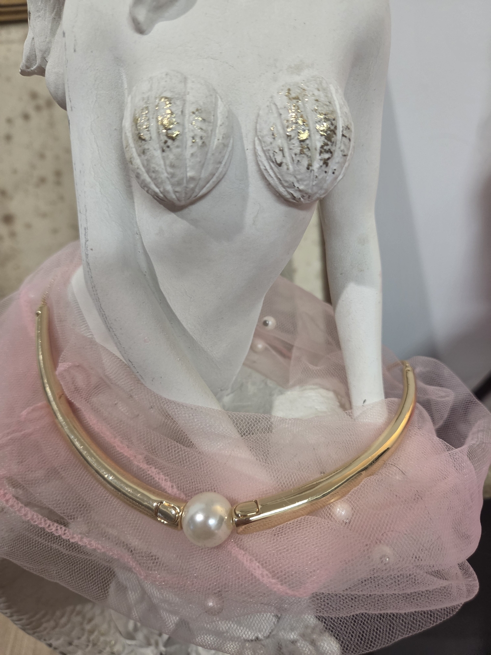 True To Form Faux Pearl Goldtone Bar Necklace - Picture 3 of 6